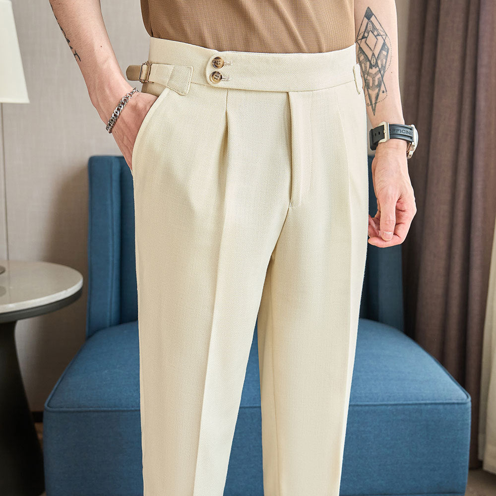 Cotton And Linen Texture Fabric Casual Suit Pants