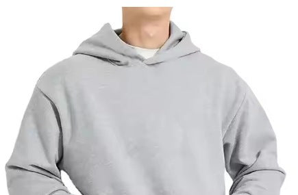 Fleece-lined Men's Sweater Casual Hoodie Solid Color Pullover Sweatshirt