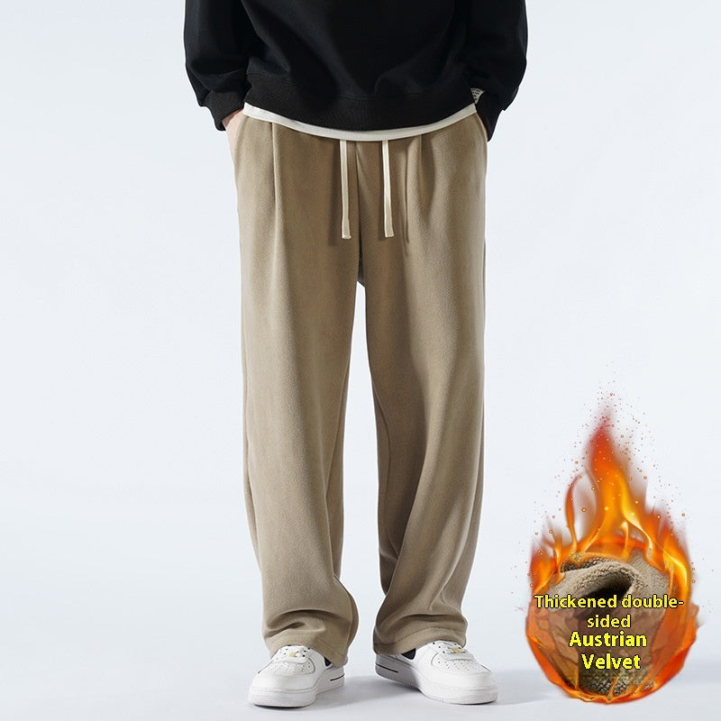 Double-sided Polar Fleece Fleece-lined Thickened Men's Sports Casual Pants