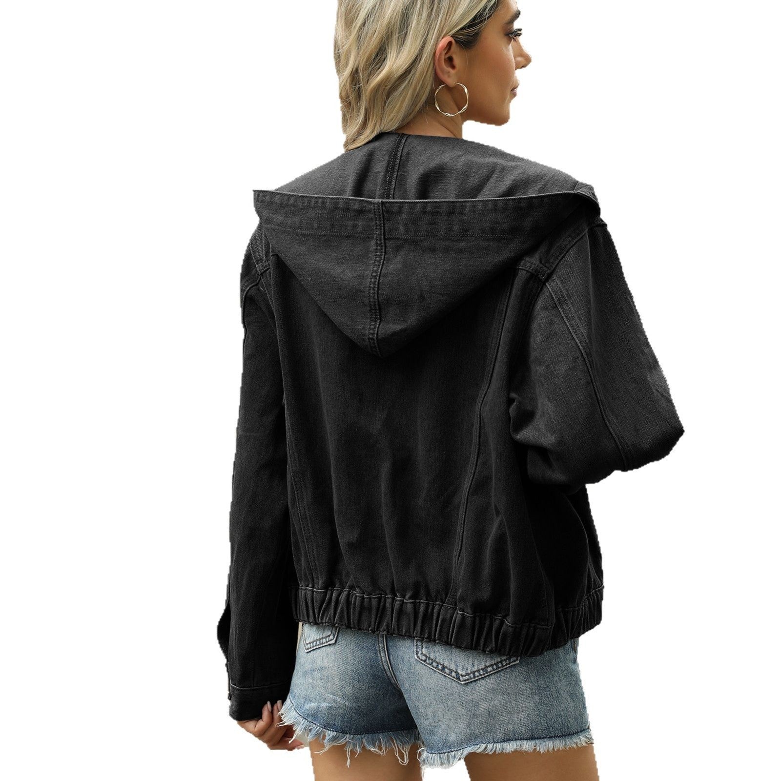 Women's New Washed Hooded Denim Jacket Jacket Top