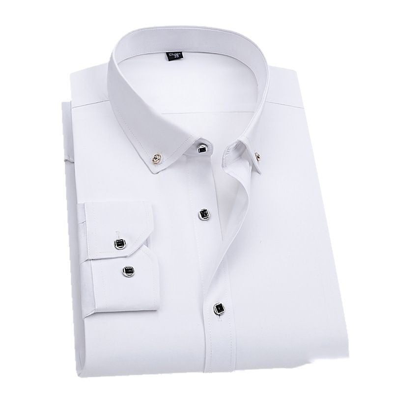 Business Formal Wear Men's Shirt Professional Wedding Best Man Non-ironing Pure White