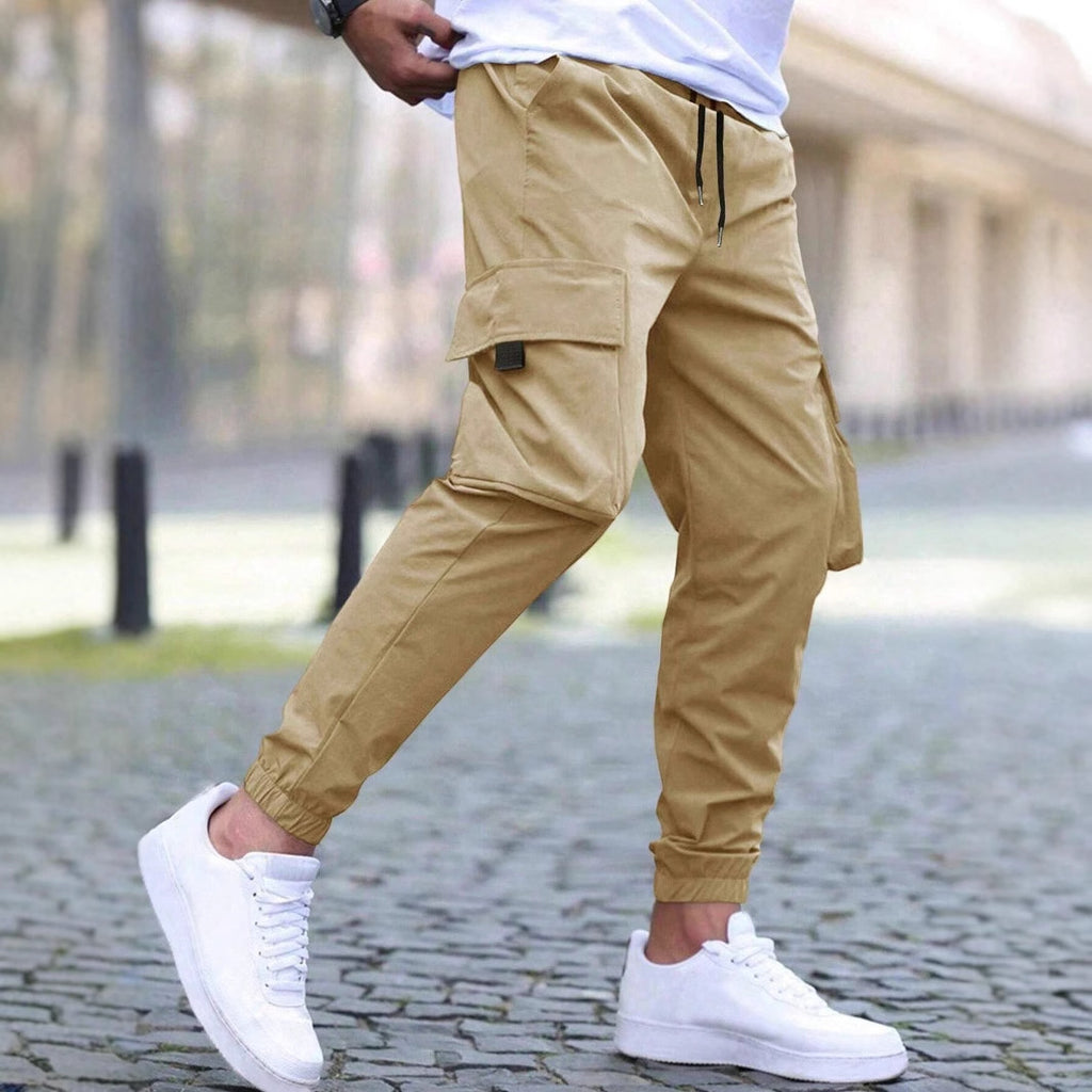 Workwear Casual Pants Drawstring Elastic Waist Track Pants