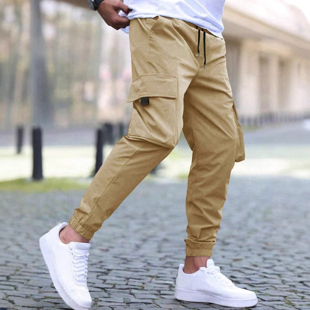Workwear Casual Pants Drawstring Elastic Waist Track Pants