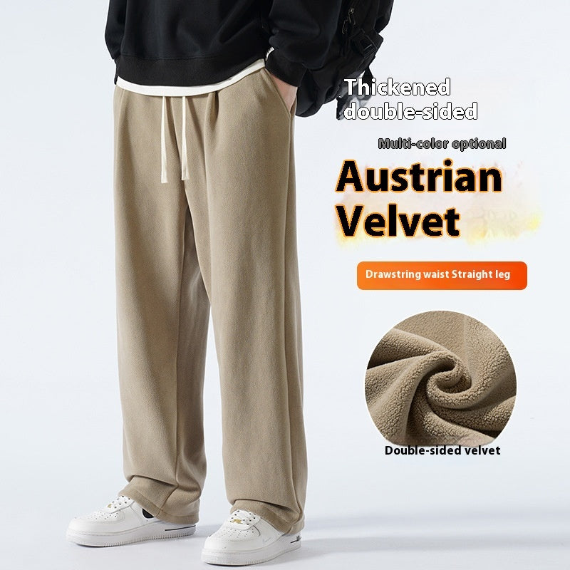 Double-sided Polar Fleece Fleece-lined Thickened Men's Sports Casual Pants