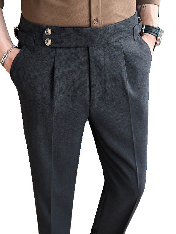 Cotton And Linen Texture Fabric Casual Suit Pants