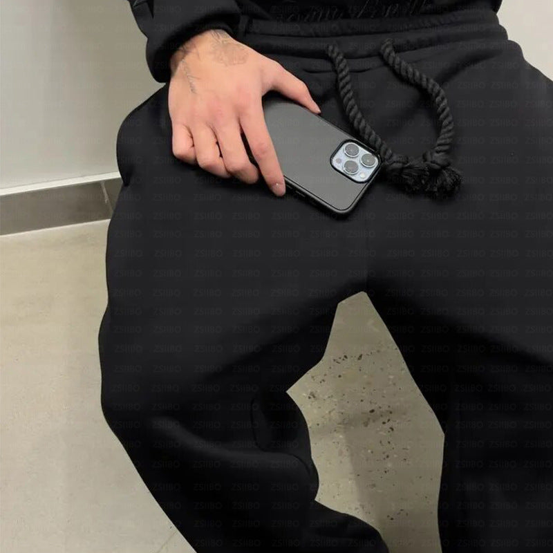 Fake Two-piece Trousers Loose Drawstring Pants Embroidered Sweatpants