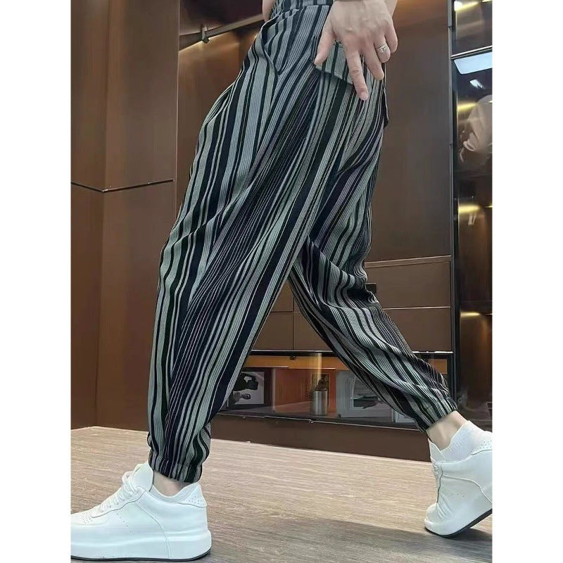 Men's Ankle-tied Harlan Casual Thin Cropped High-grade Sense Ice Silk Pants