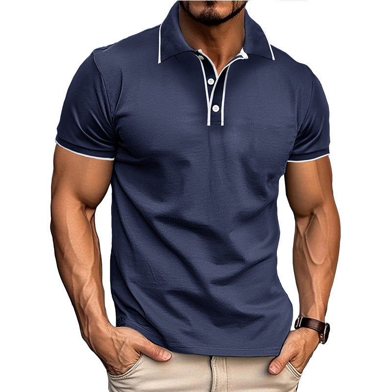 European And American Style Men's Clothing Short Sleeve Lapel Jacquard