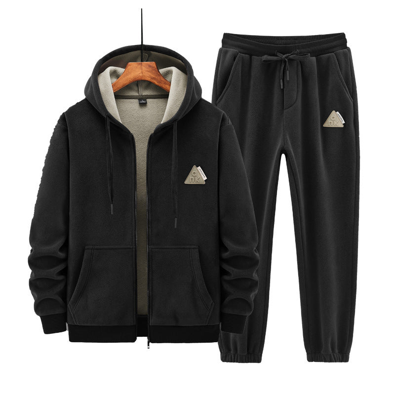 Cashmere Hooded Sweater Cotton Pants Casual Warm Keeping Sports Suit