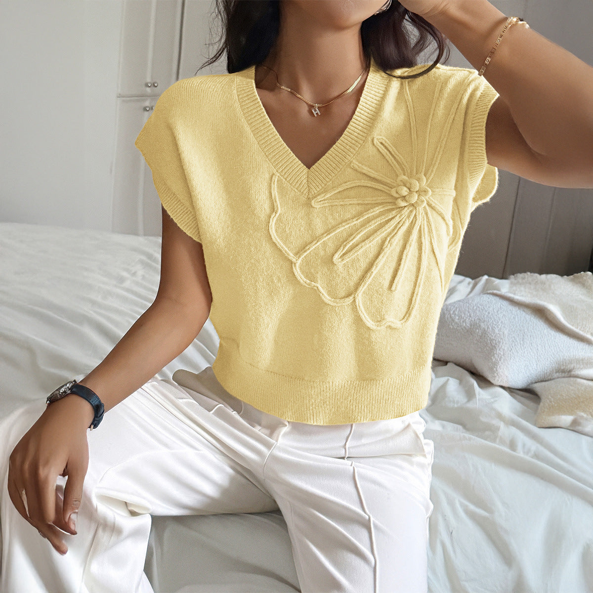 Fashion Casual Solid Color T-shirt Sweater Women