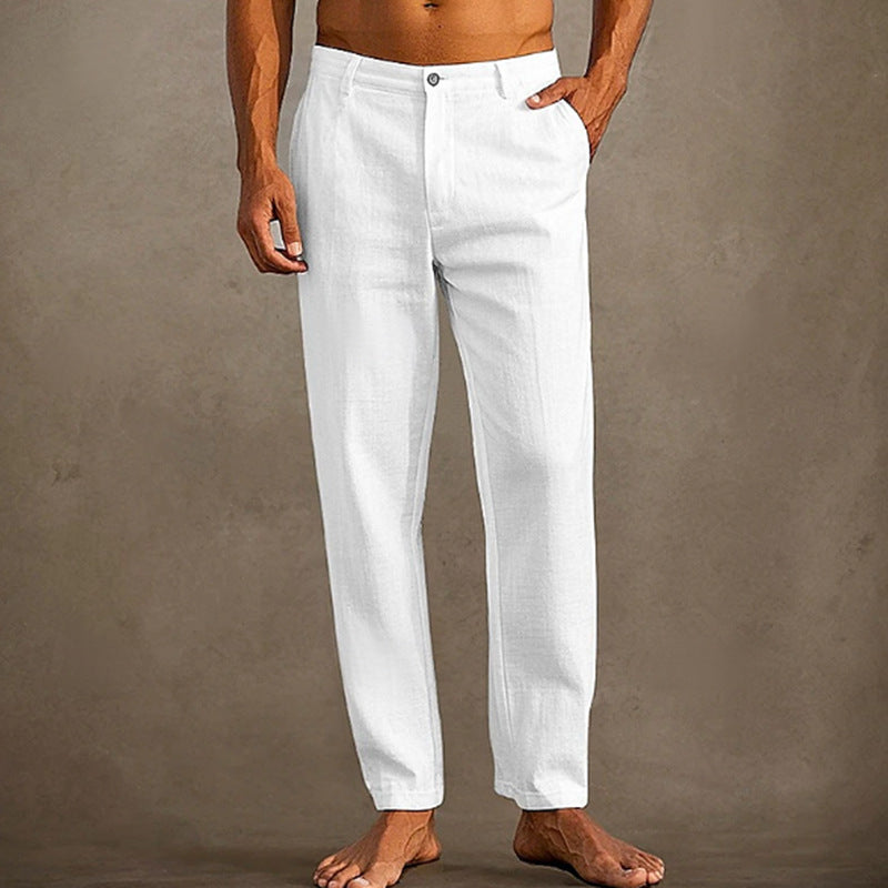 Men's Linen Beach Diagonal Pocket Cool Comfortable Breathable Skinny Pants