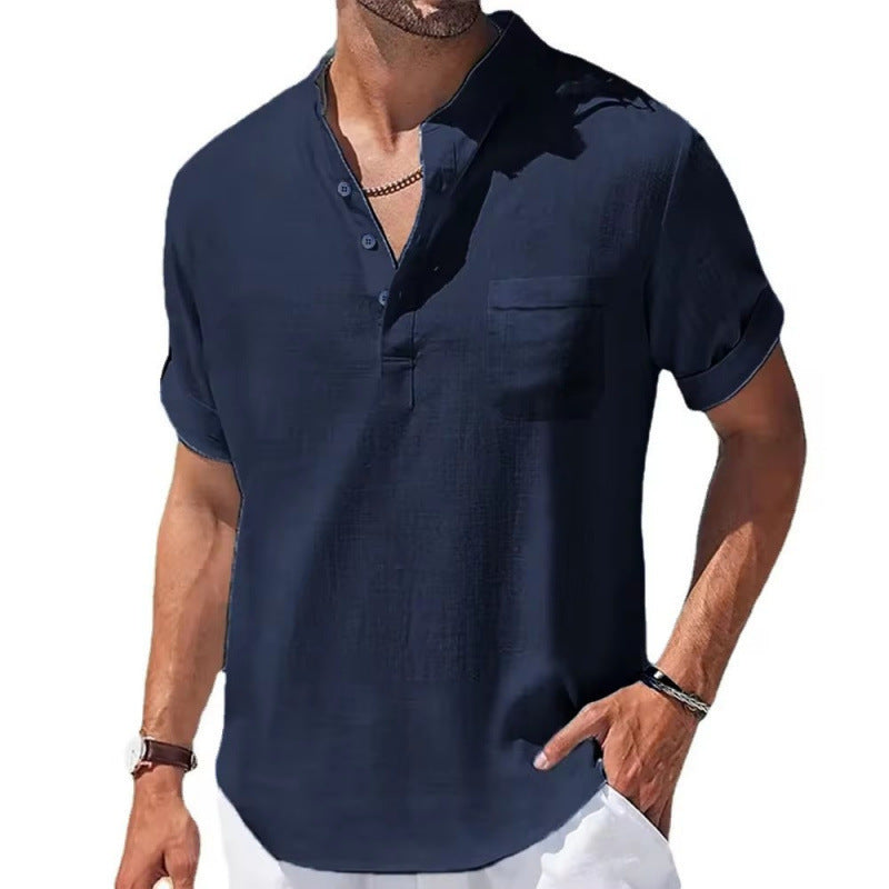 Cotton Linen Linen Men's Short-sleeved T-shirt