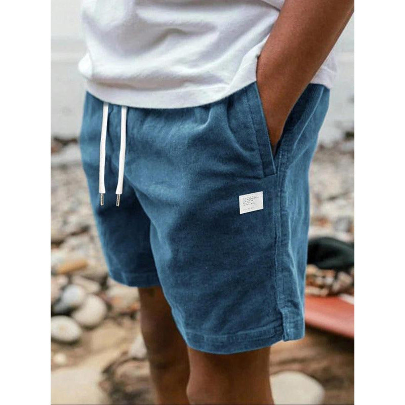 Men's Solid Color Letter Splicing Furcal Lower Hem Drawstring Belt