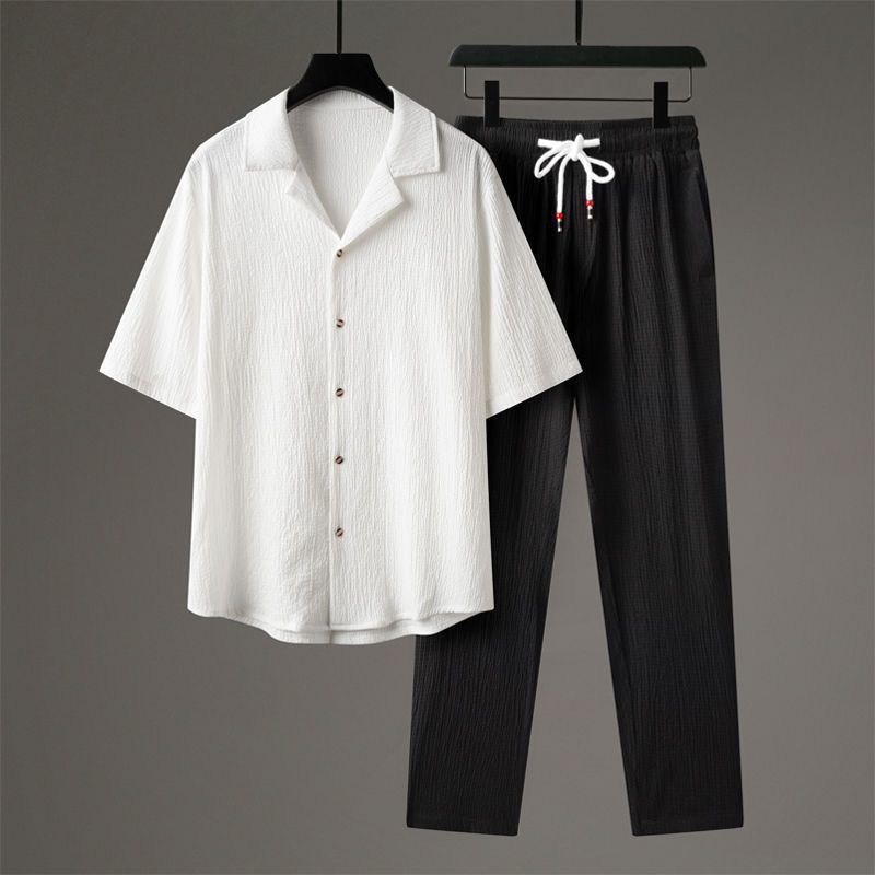 Casual Men's Sports High-end Half Sleeve Chinese Style Two-piece Set