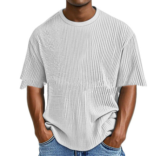 Casual Pure Color Comfort Waffle Short Sleeve