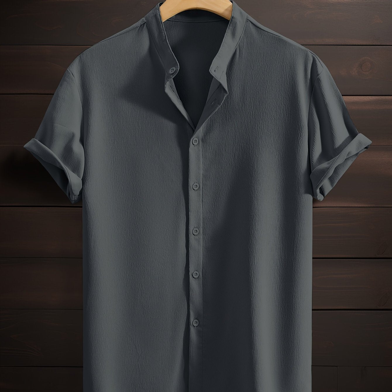 Men's Casual Breathable Polyester Fiber Stand Collar Shirt