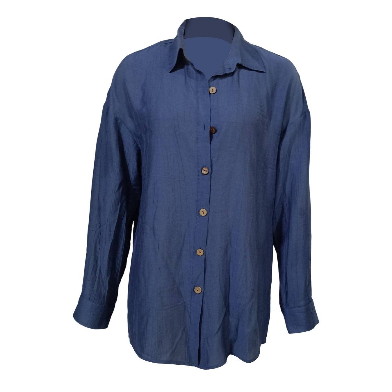 Women's Solid Color Loose, Comfortable, Simple And Versatile Lapel Long Sleeved Shirt Top