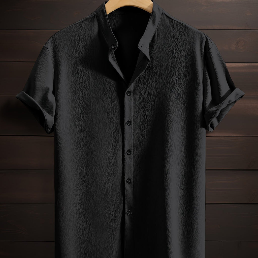 Men's Casual Breathable Polyester Fiber Stand Collar Shirt