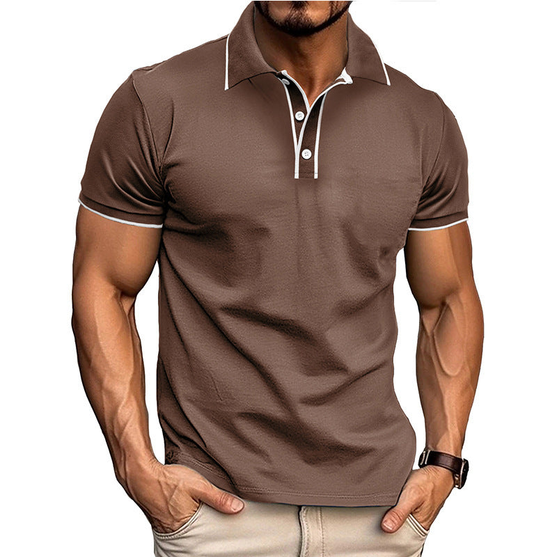 European And American Style Men's Clothing Short Sleeve Lapel Jacquard