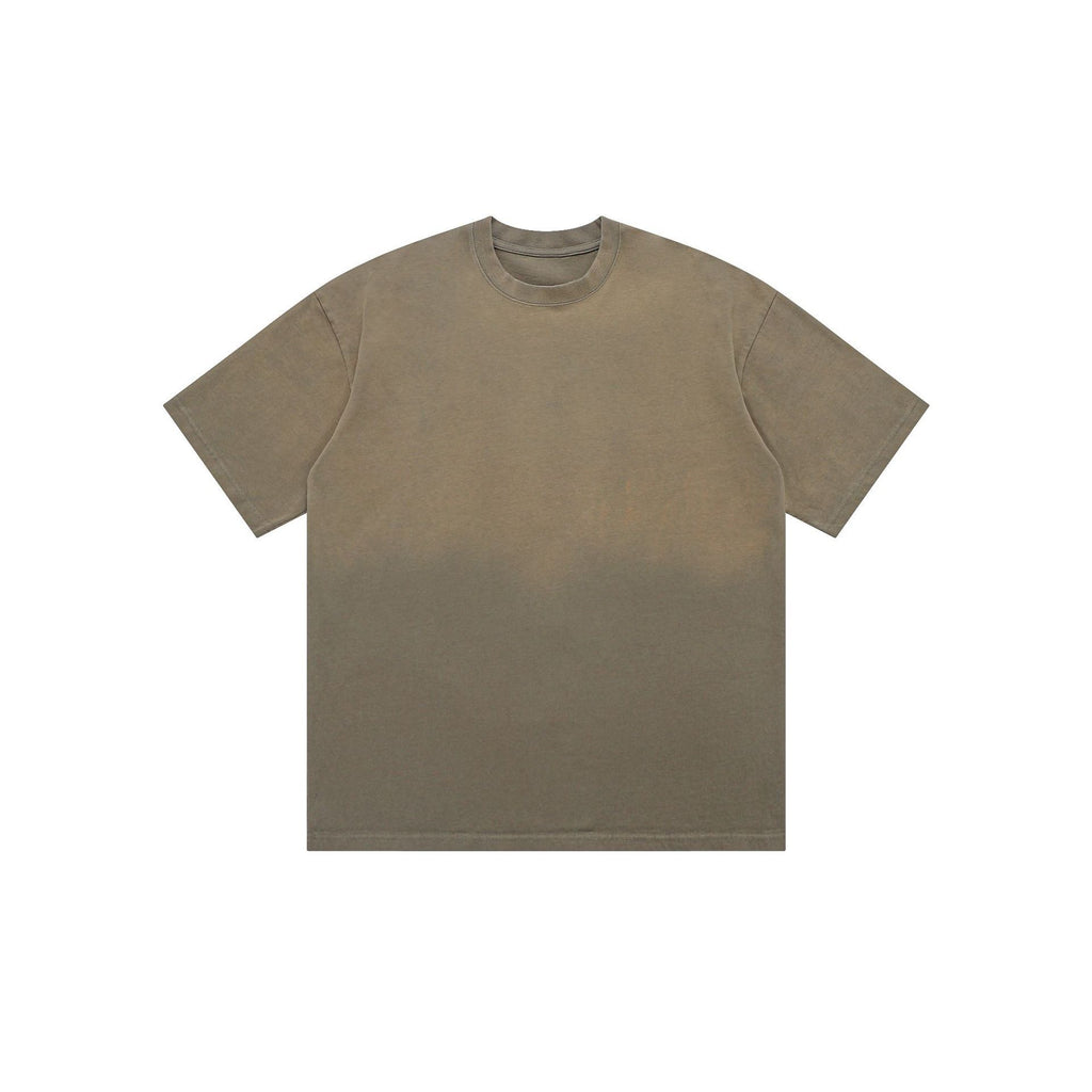 American Retro Double Yarn Pure Cotton Gradient Color Short Sleeve Men