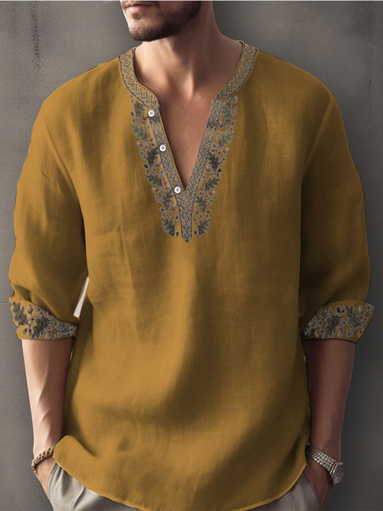 3D Digital Printing Bamboo Linen Long Sleeve European And American