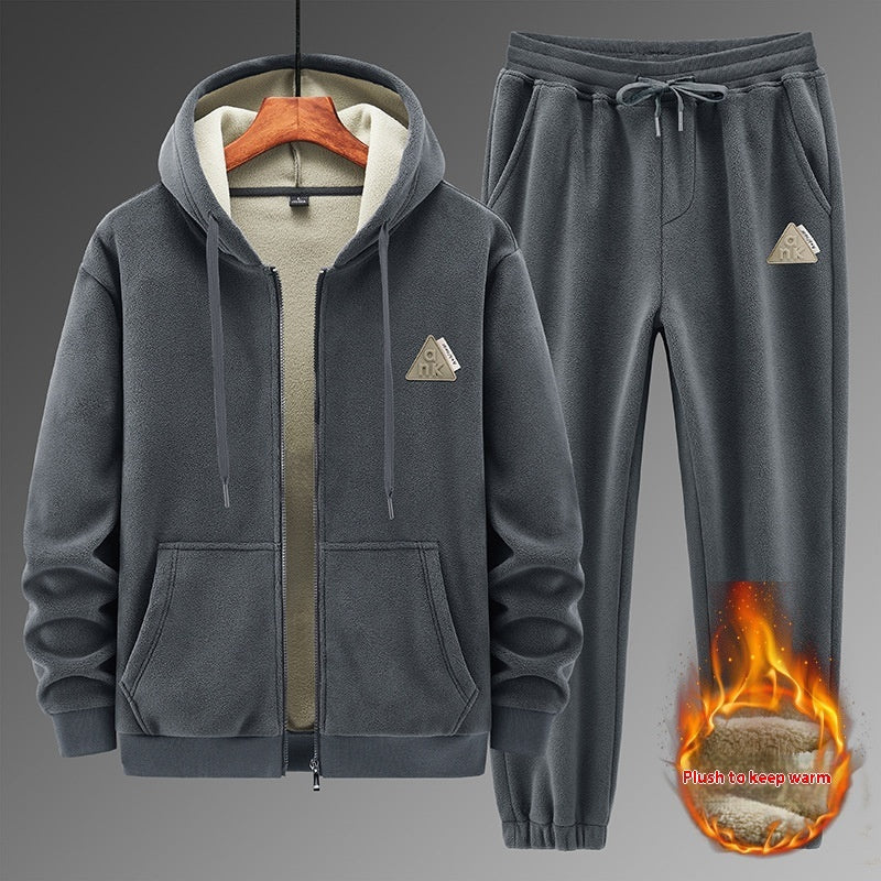 Cashmere Hooded Sweater Cotton Pants Casual Warm Keeping Sports Suit