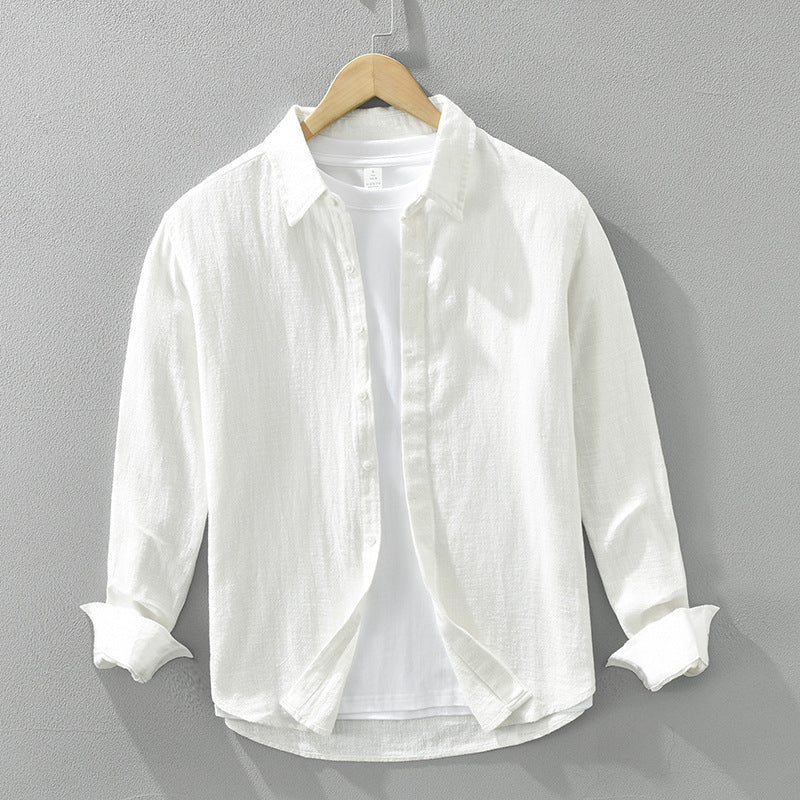 Long Sleeve Shirt Men's Fashion Casual Artistic Loose Linen Top
