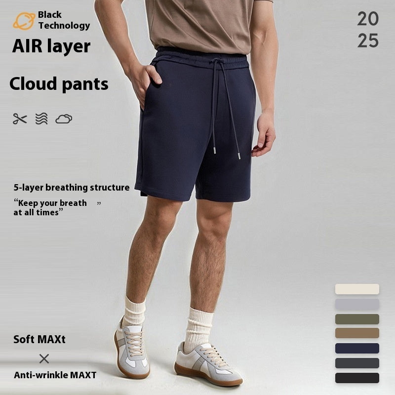Air Layer Knitted Japanese Sports Drawstring Leisure Shorts