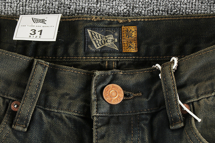 American-style High-end Heavy Washed Vintage Blue Jeans