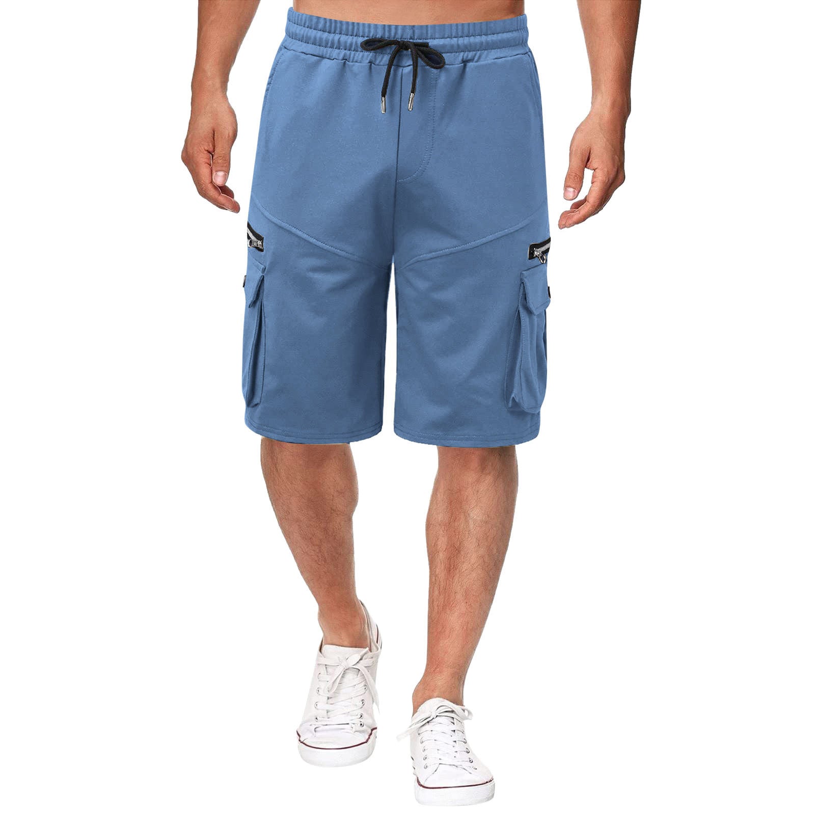 Summer Men's Double Pocket Zipper Casual Workwear Fitness Sports Shorts