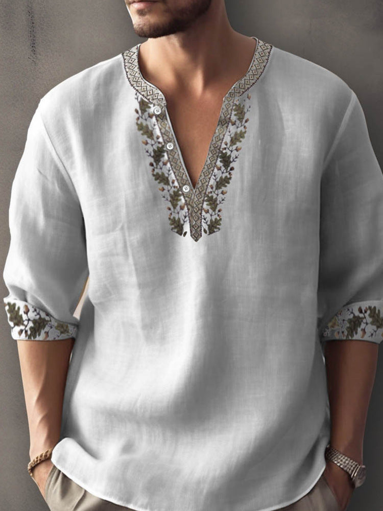 3D Digital Printing Bamboo Linen Long Sleeve European And American