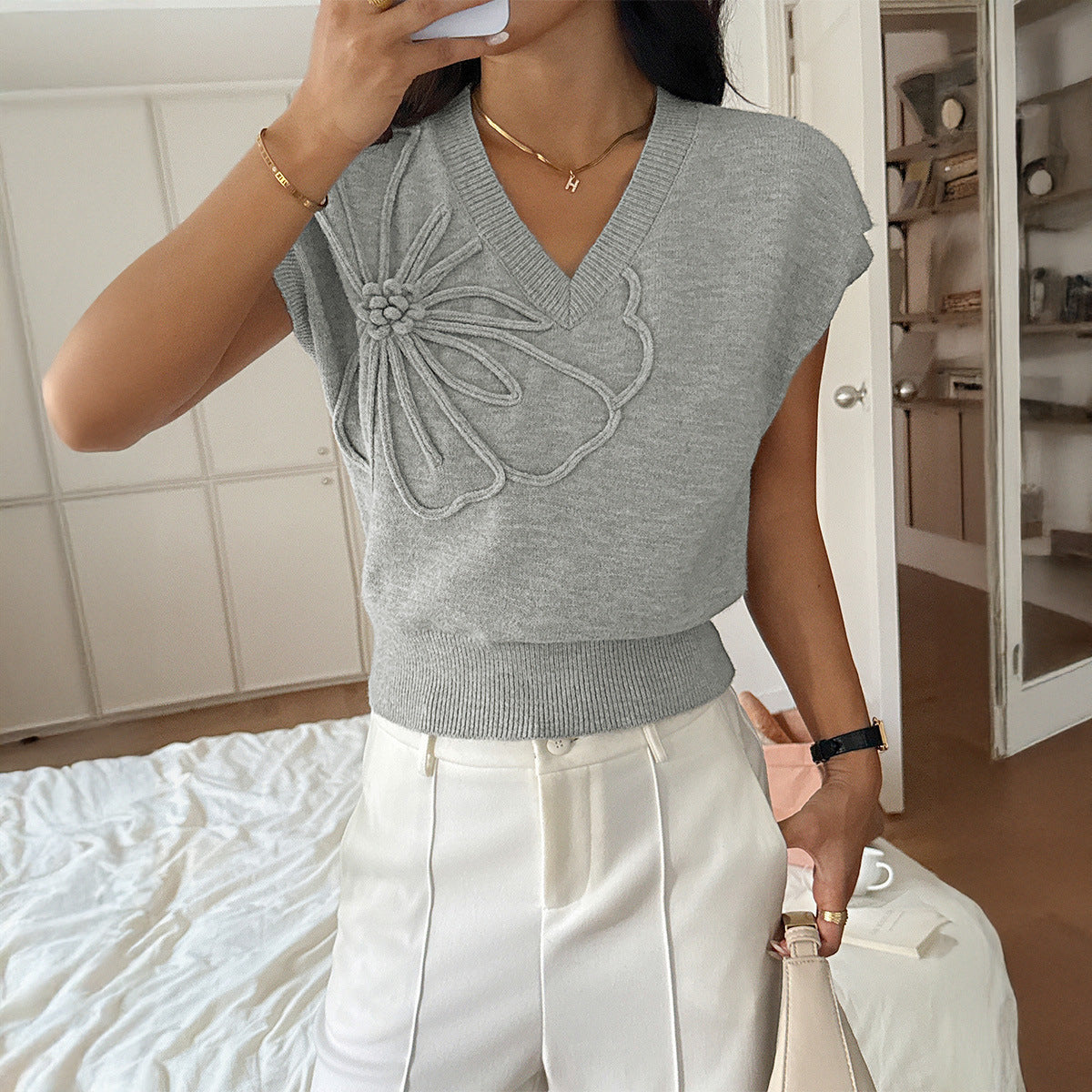 Fashion Casual Solid Color T-shirt Sweater Women