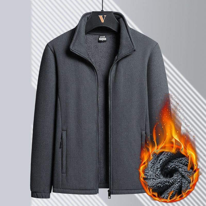Berber Fleece Coat Men's Sweater Cardigan Stand-up Collar Thick Top