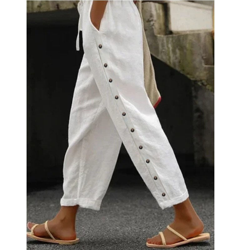 Women's Pants Elastic Waist Loose Casual Cropped Trousers