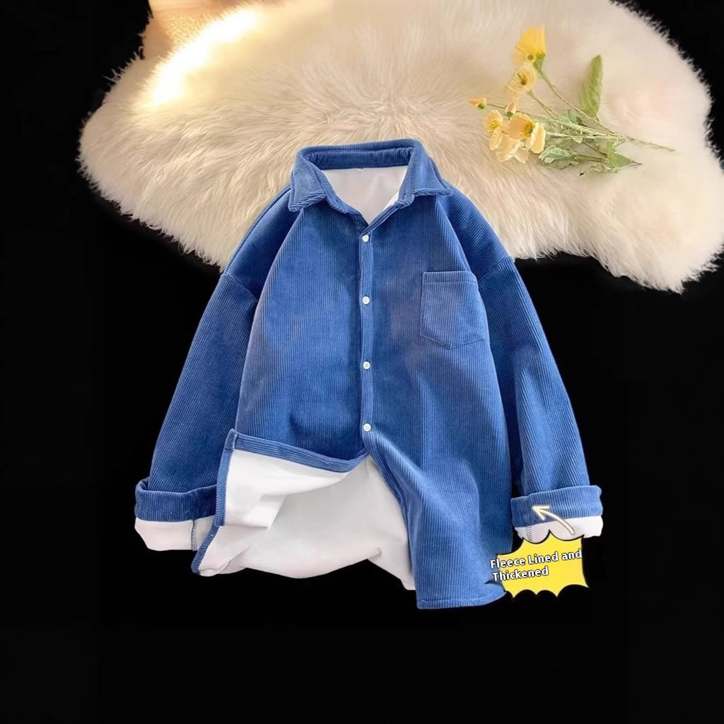 Fleece Thermal Long Sleeves Lapel Shirt Coat
