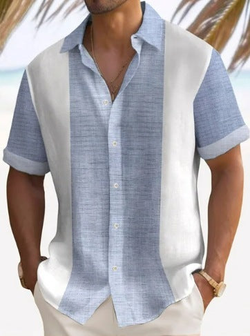 Beach Striped Shirt Short Sleeve Men
