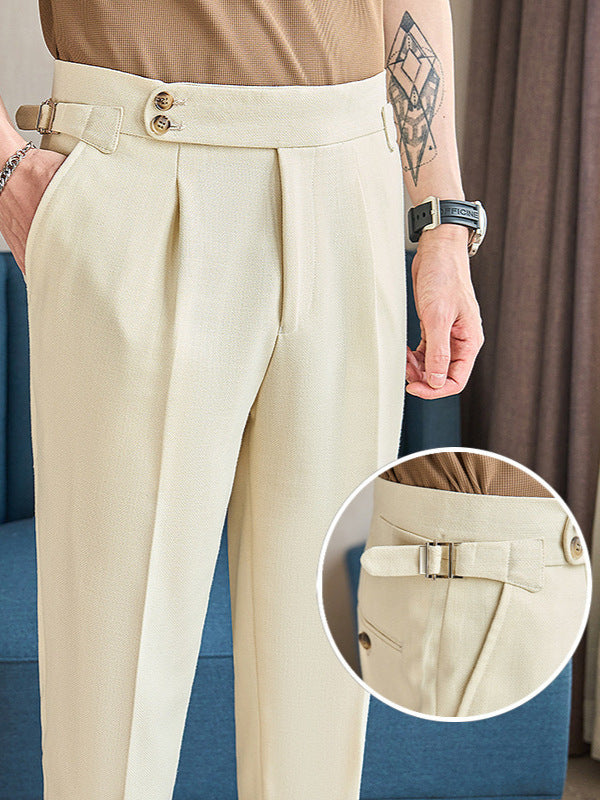 Cotton And Linen Texture Fabric Casual Suit Pants