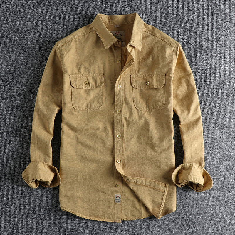 British Retro Simple Solid Color Long Sleeve Shirt