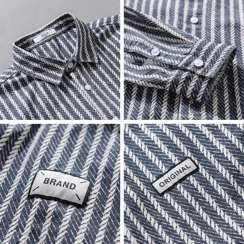 Spring Men's Collar Shirt Jacket  Personalized Striped