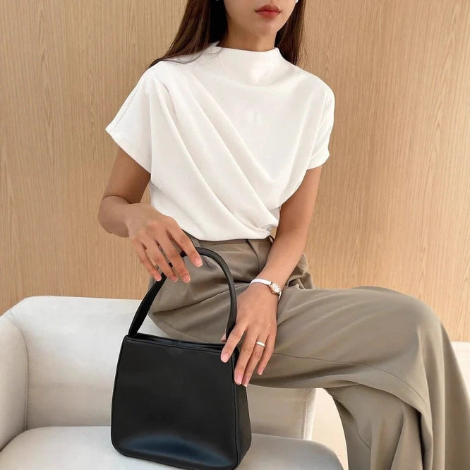 Round Neck Draping Summer New Simple Women's Clothing Short Sleeve