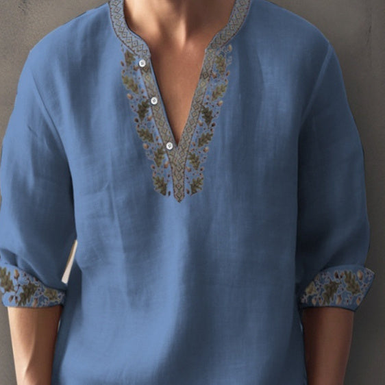 3D Digital Printing Bamboo Linen Long Sleeve European And American Men