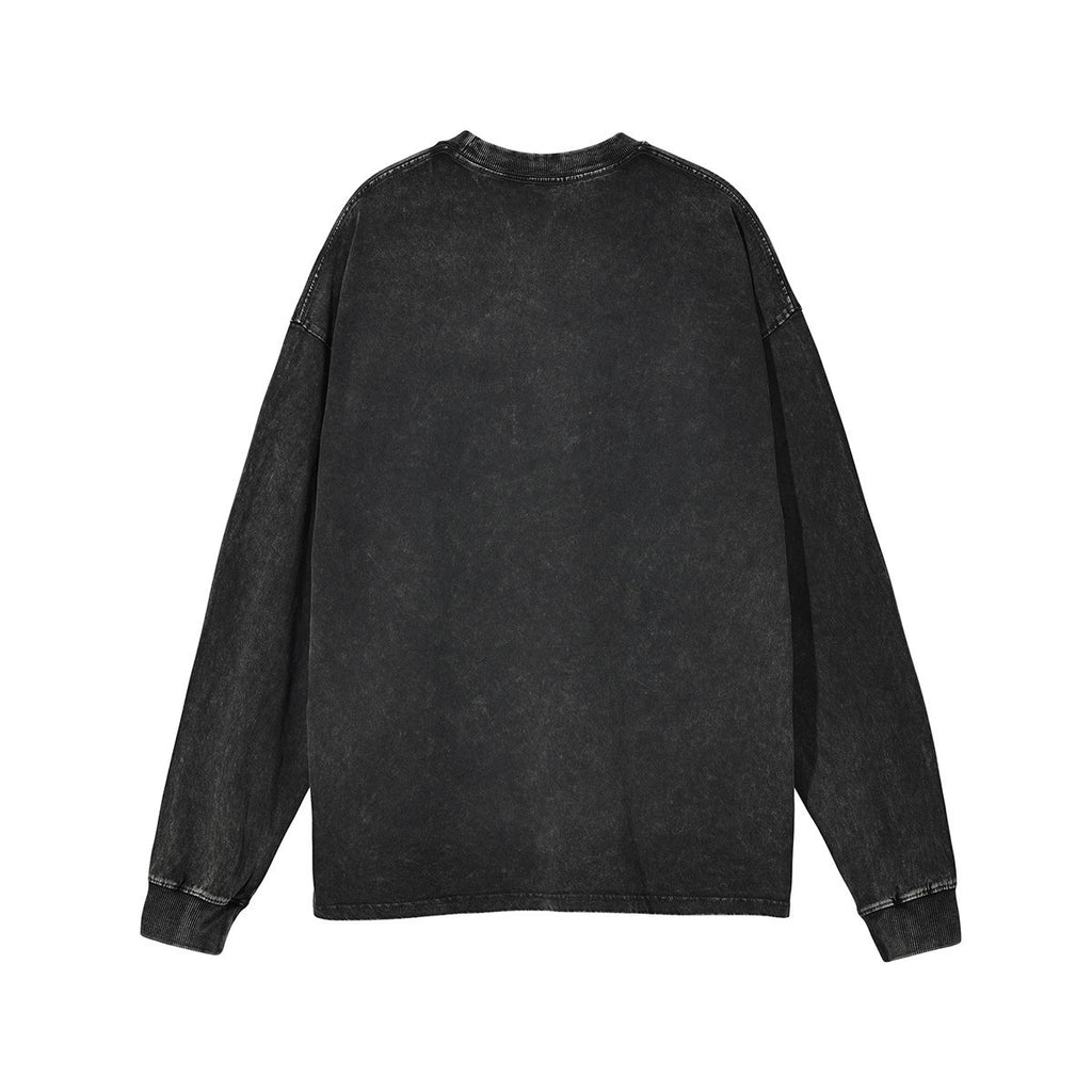 Pure Cotton Washed Old Long-sleeved T-shirt American Retro