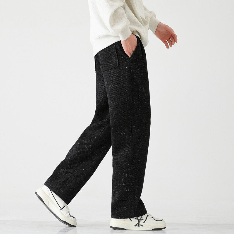 Chenille Slanted Stripe Casual Pants Men's Loose Wide-leg Pants Silver Silk Sweatpants