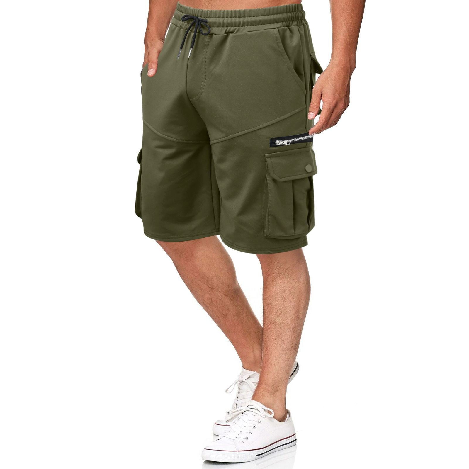 Summer Men's Double Pocket Zipper Casual Workwear Fitness Sports Shorts
