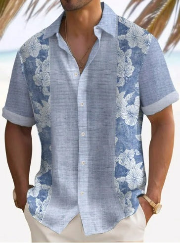 Beach Striped Shirt Short Sleeve Men