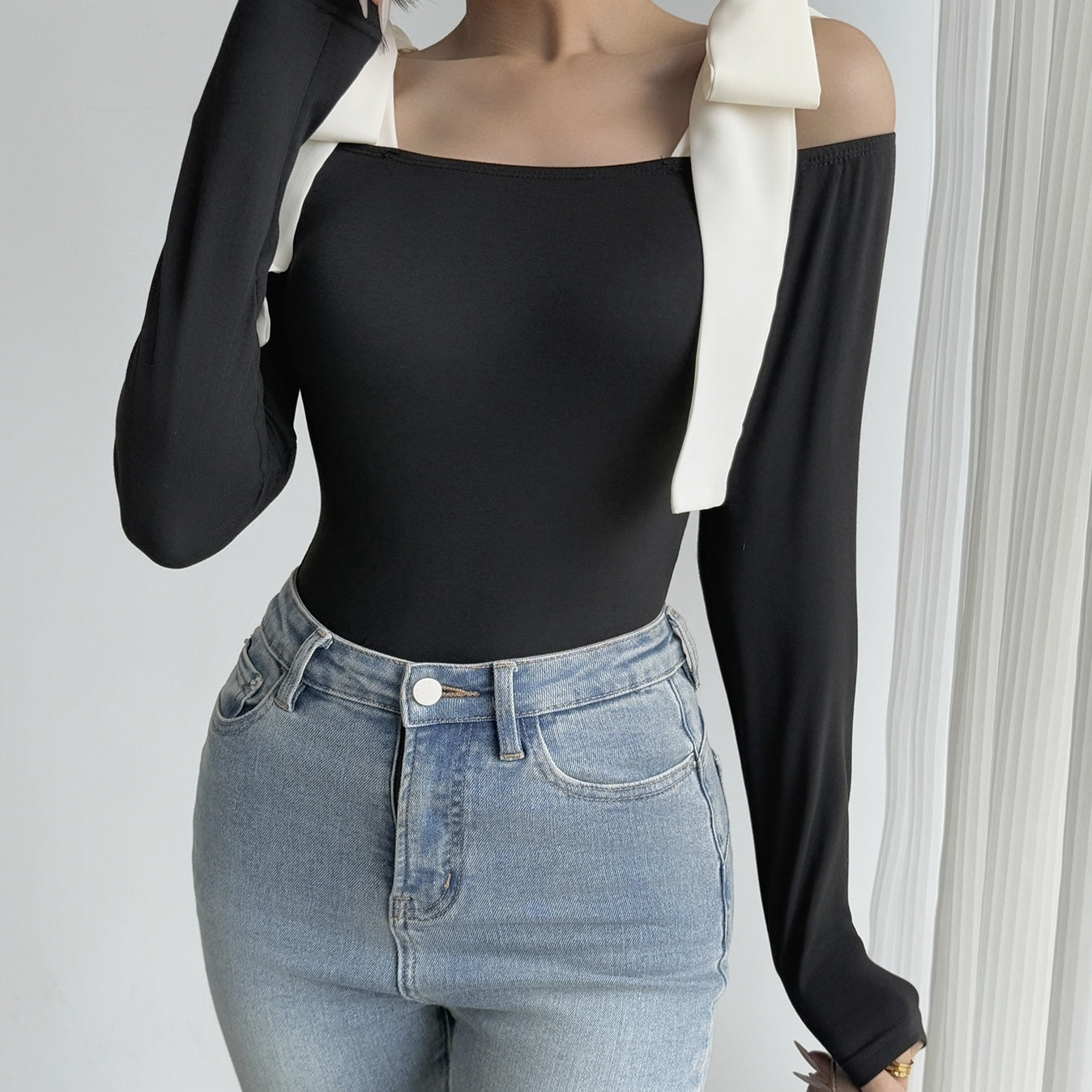 Ladies' Bow Slim Fit Versatile Commuting Elegant Top