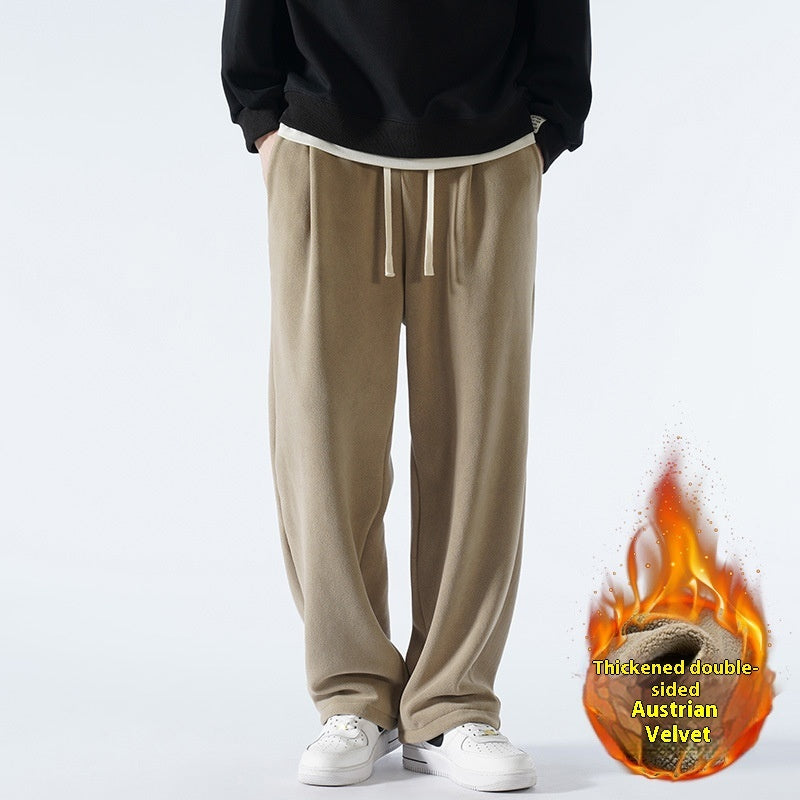 Double-sided Polar Fleece Fleece-lined Thickened Men's Sports Casual Pants