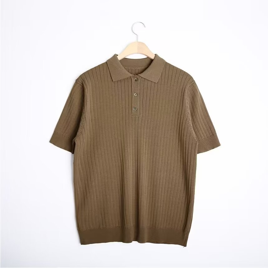 Polo Collar Polo Shirt Knitted Short Sleeve