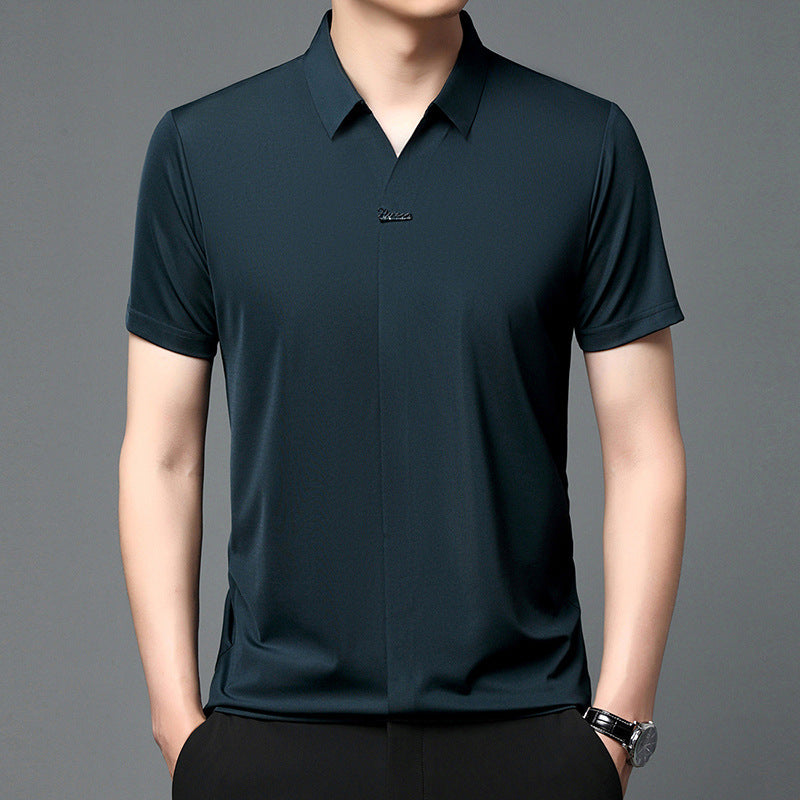 Ice Silk Short Sleeve Men's Fashion Casual Lapel