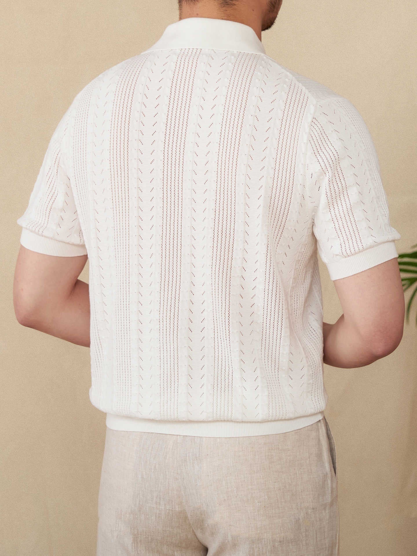 Cotton Hollow Lapel Short Sleeve POLO Knitted T-shirt